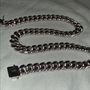 14k White Gold Vermeil plated Cuban Link